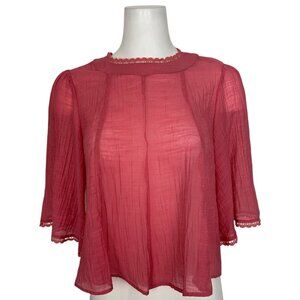 Anthropologie Sheer Swing Top Blouse S Rose Pink